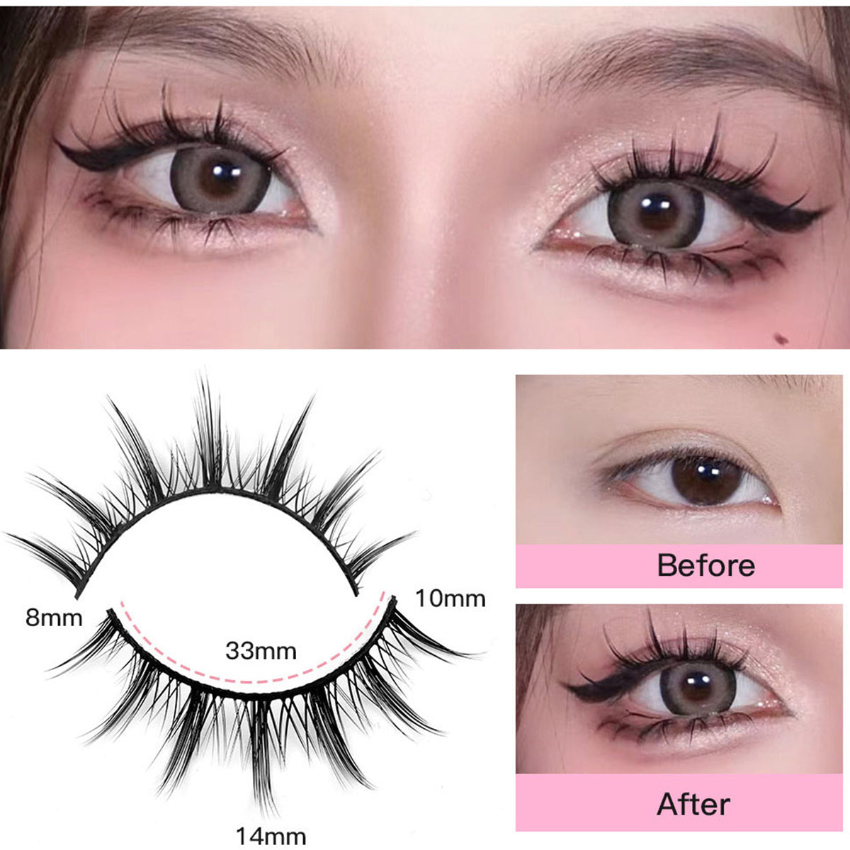 Tropical 10 Pairs Natural Glue-on Lashes