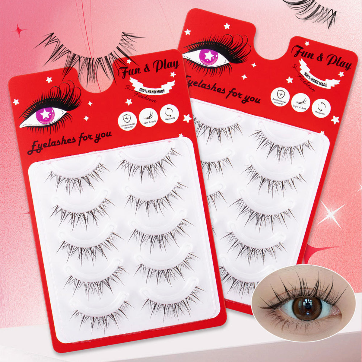 Jungle Fever 5 Pairs Natural Glue-on Lashes