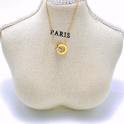 Roman double ring necklace, titanium steel necklace 2025081203