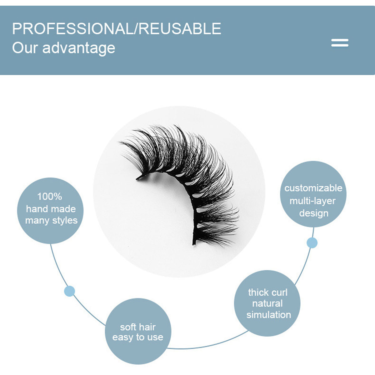 Born to Love 3 Pairs Natural Glue-on Lashes