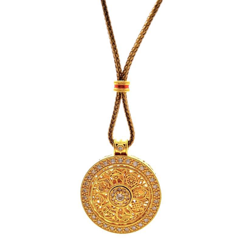 Eight Treasures Compass Rotatable Pendant necklace 2025081305