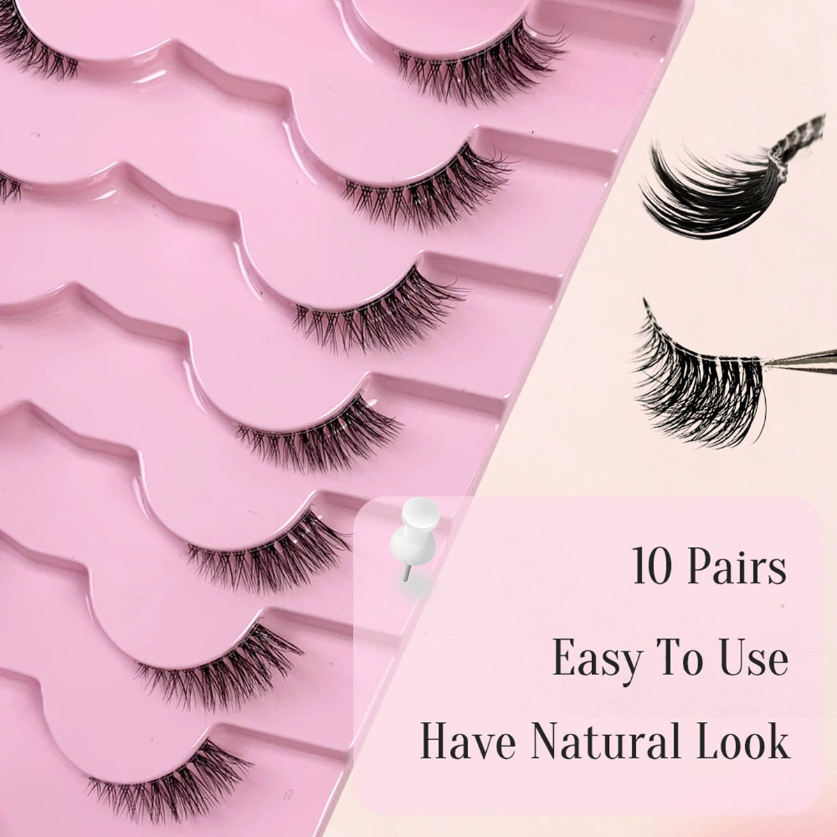Free Soul 10 Pairs Natural Glue-on Lashes