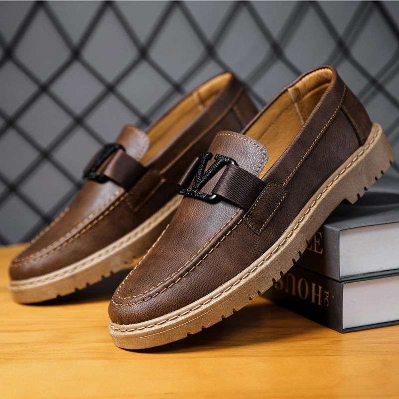 Versatile Bean Shoes Men'S 2025 Spring New Korean Style Casual Leather Shoes 1025072901