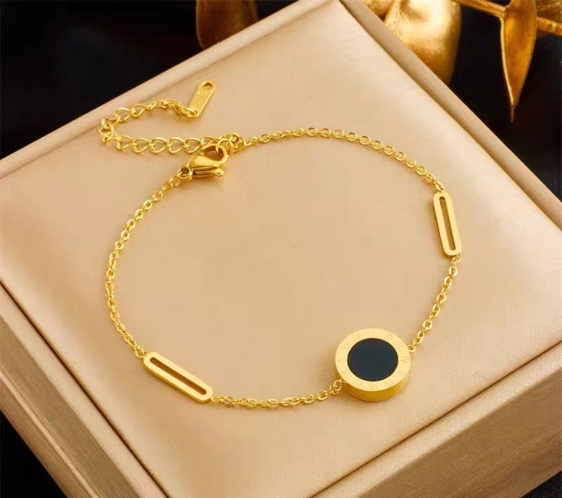 Roman numeral pendant titanium steel necklace 2025081101