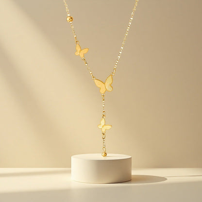 Elegant steel butterfly necklace bracelet 2025081201