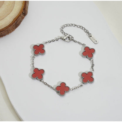 Five-leaf flower lucky chain bracelet 2025081114