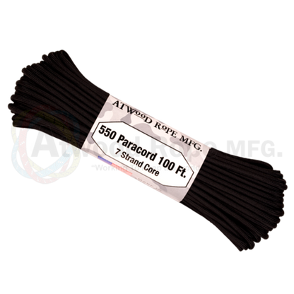 Atwood 550 lbs Paracord - 100 ft (Black) PC100