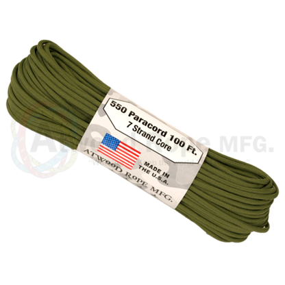 Atwood 550 lbs Paracord - 100 ft (Olive Green) PC100