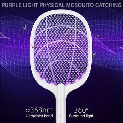Portable handheld USB mosquito swatter electric shock three-layer mesh light