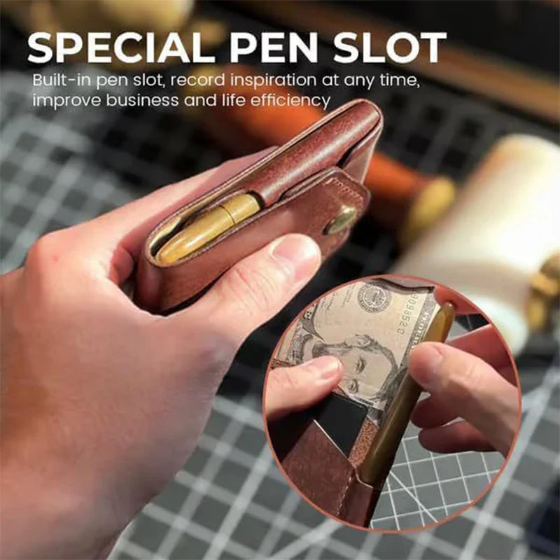 Multi functional men's handmade card holder wallet