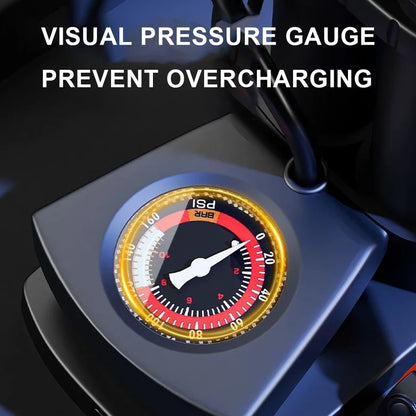 Portable High Pressure Bicycle Foot Pedal Pump with Gauge Quick Inflator Pump Electric Motorcycle Car Basketball Inflator