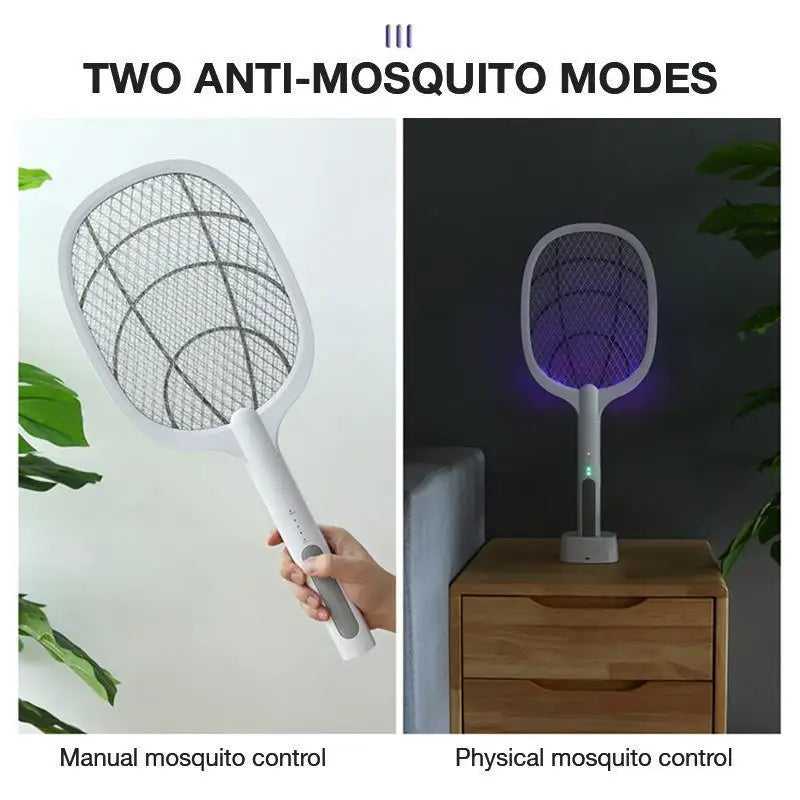 Portable handheld USB mosquito swatter electric shock three-layer mesh light