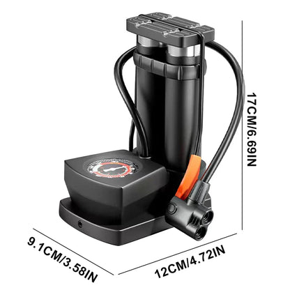 Portable High Pressure Bicycle Foot Pedal Pump with Gauge Quick Inflator Pump Electric Motorcycle Car Basketball Inflator