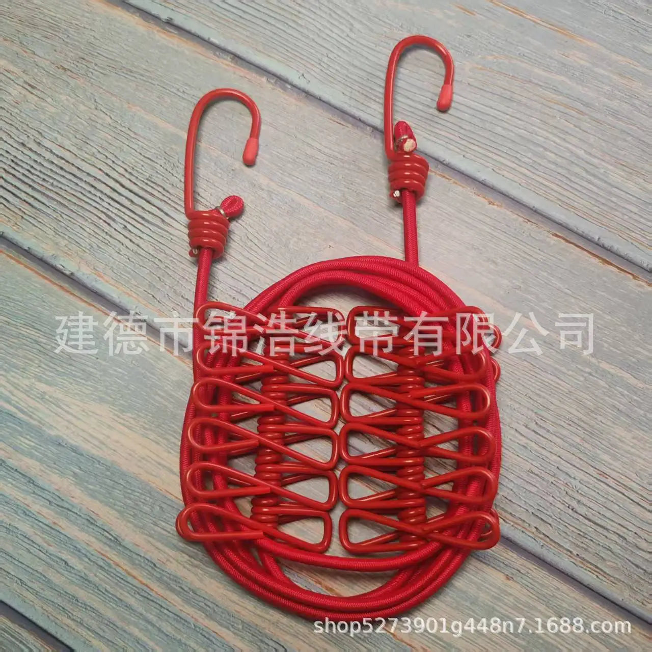 Portable outdoor clothesline traveler household 12 clips windproof clothesline color drying elastic rope