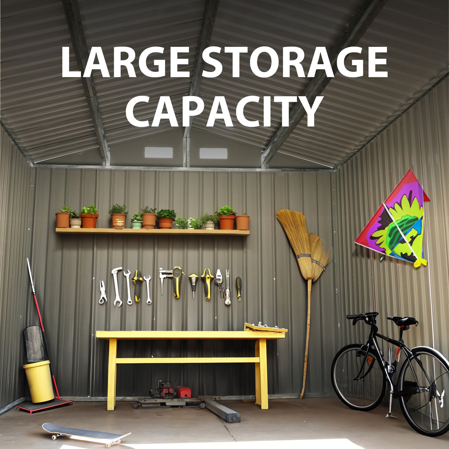 8'x 12' Metal Outdoor Storage Shed Brown Garden Tool Shed for Backyard & Patio