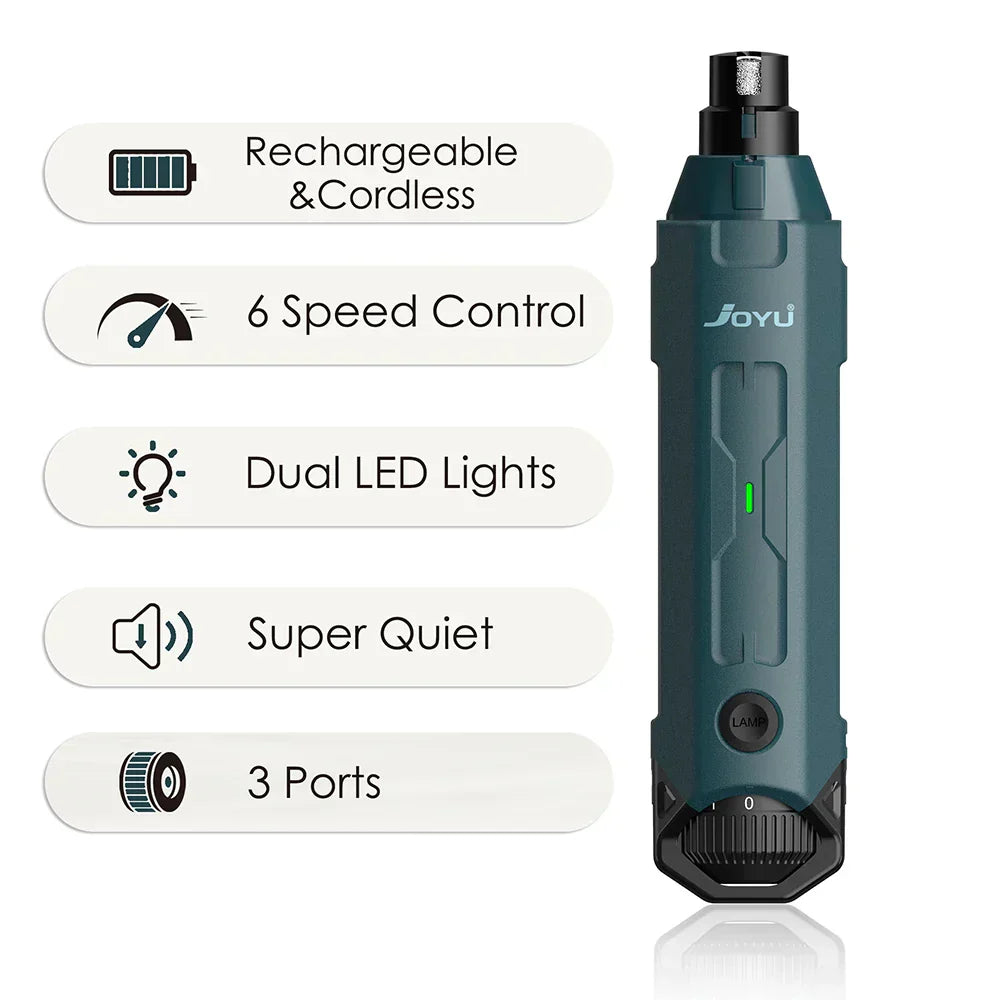 Electric Dog Nail Grinder | 6 Speeds | Ultra Quiet & Rechargeable | Painless Grooming