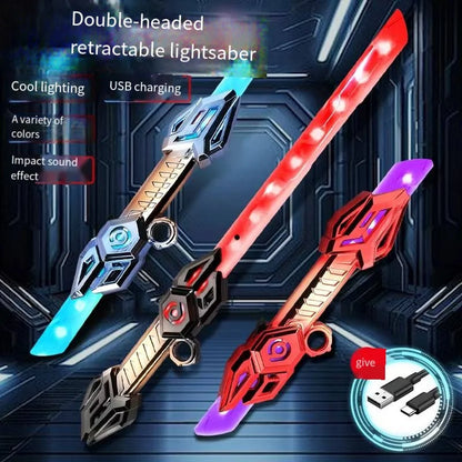 Cool Double Head Telescopic Rotating Laser Sword Telescopic Flash Blade Finger Rotating Laser Sword