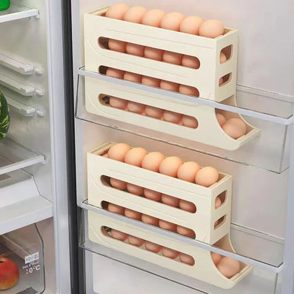 Egg storage box with automatic scrolling function