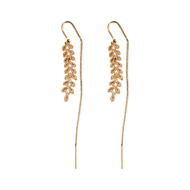 New 925 sterling silver long zircon earrings shine as a birthday gift