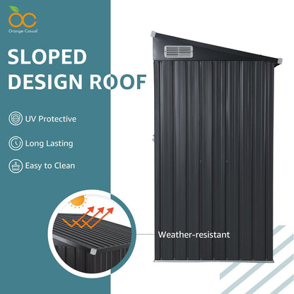 5'x 3' Outdoor Storage Shed, Metal Garden Tool Shed for Backyard, Patio, Lawn, Black