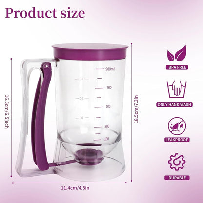 Pancake Batter Dispenser – 4-Cup No-Drip Dispenser with Handle