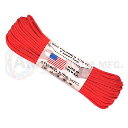 Atwood 550 lbs Paracord - 100 ft (Red) PC100