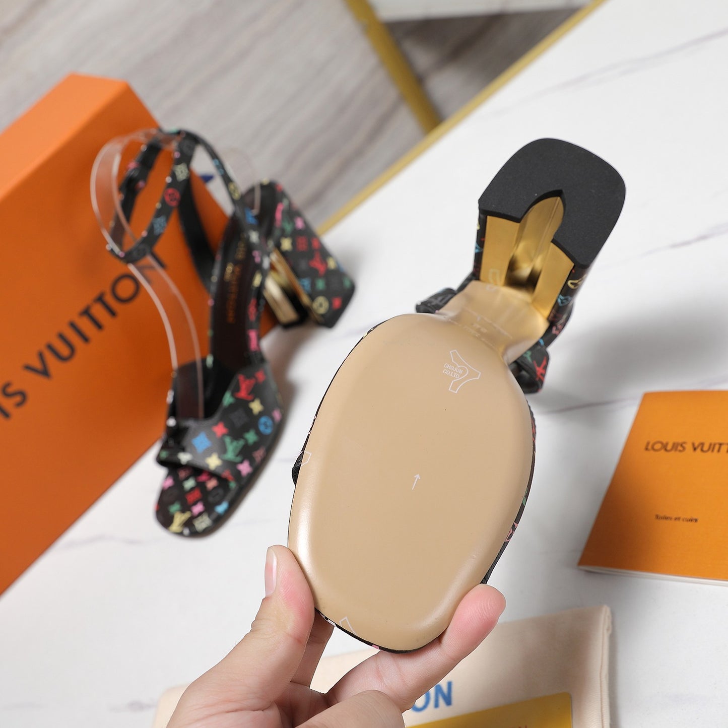 Lvv colorful printed high-heeled sandals 0725102304