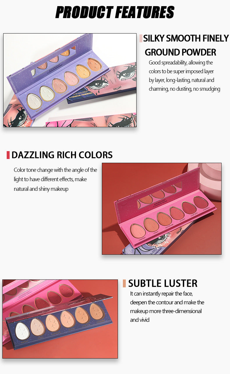 Professionl Mineral 6 Colors Matte Face Blush Palette