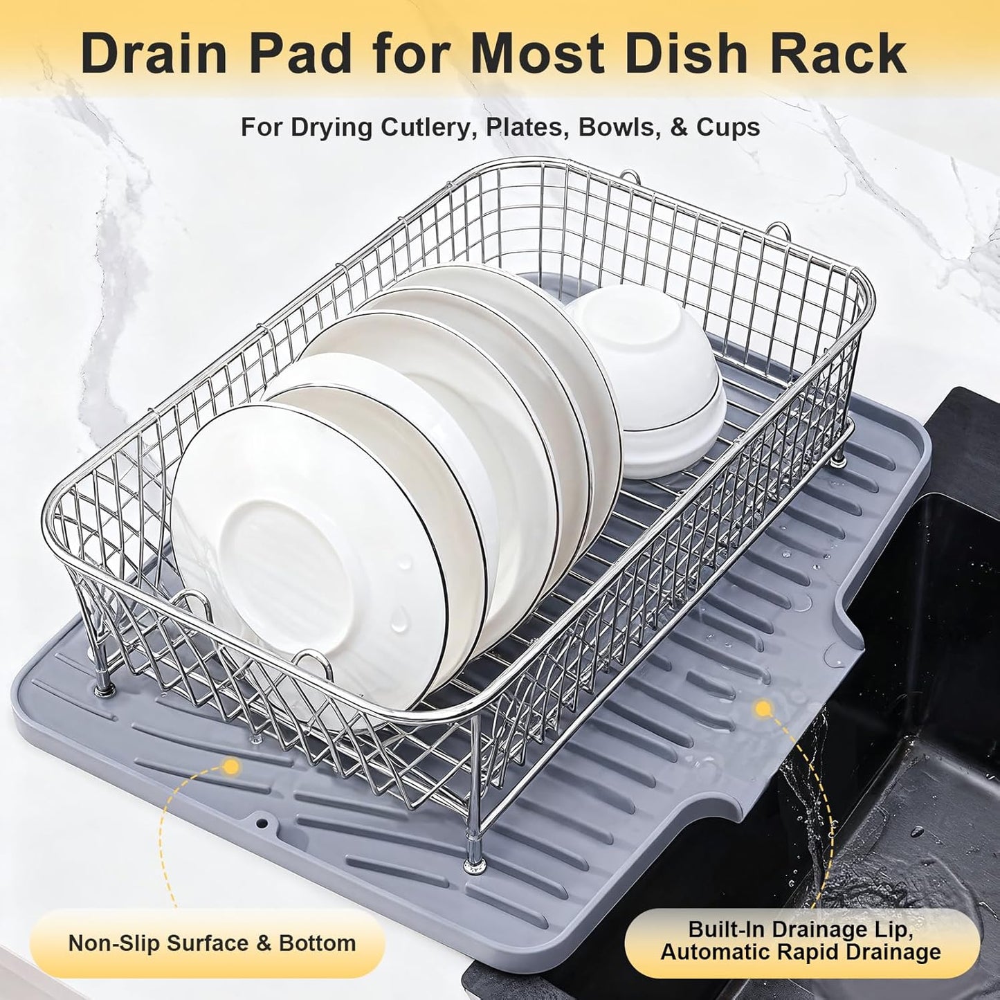 Silicone Dish Drying Mat – Heat Resistant, Non-Slip, Quick-Dry