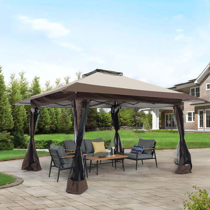 13’x13’ Pop Up Gazebo With Mosquito Netting Outdoor Canopy Tent Shade, Metal Frame