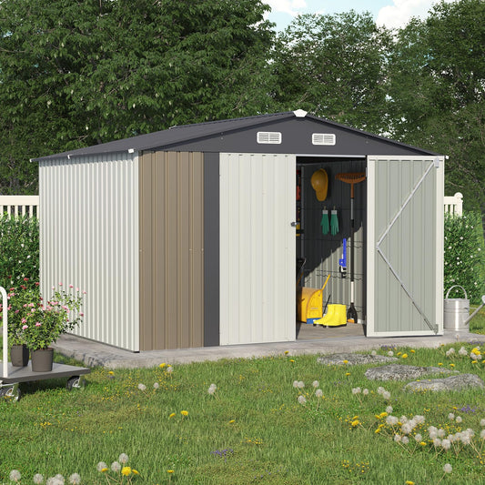 10' x 8' Outdoor Storage Shed, Metal Garden Tool Shed with Lockable Door