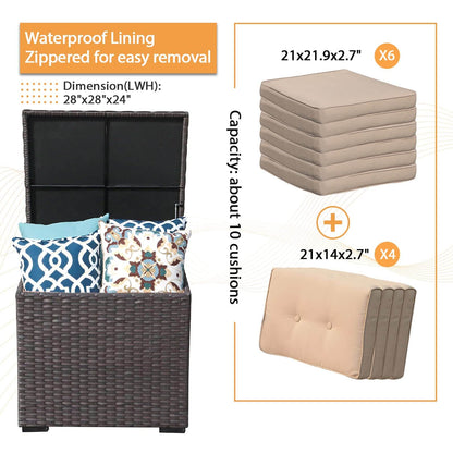 88 Gallon Waterproof Outdoor Storage Box Wicker Deck Box for Patio Furniture