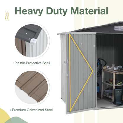 10' x 8' Outdoor Storage Shed, Metal Garden Tool Shed with Lockable Door