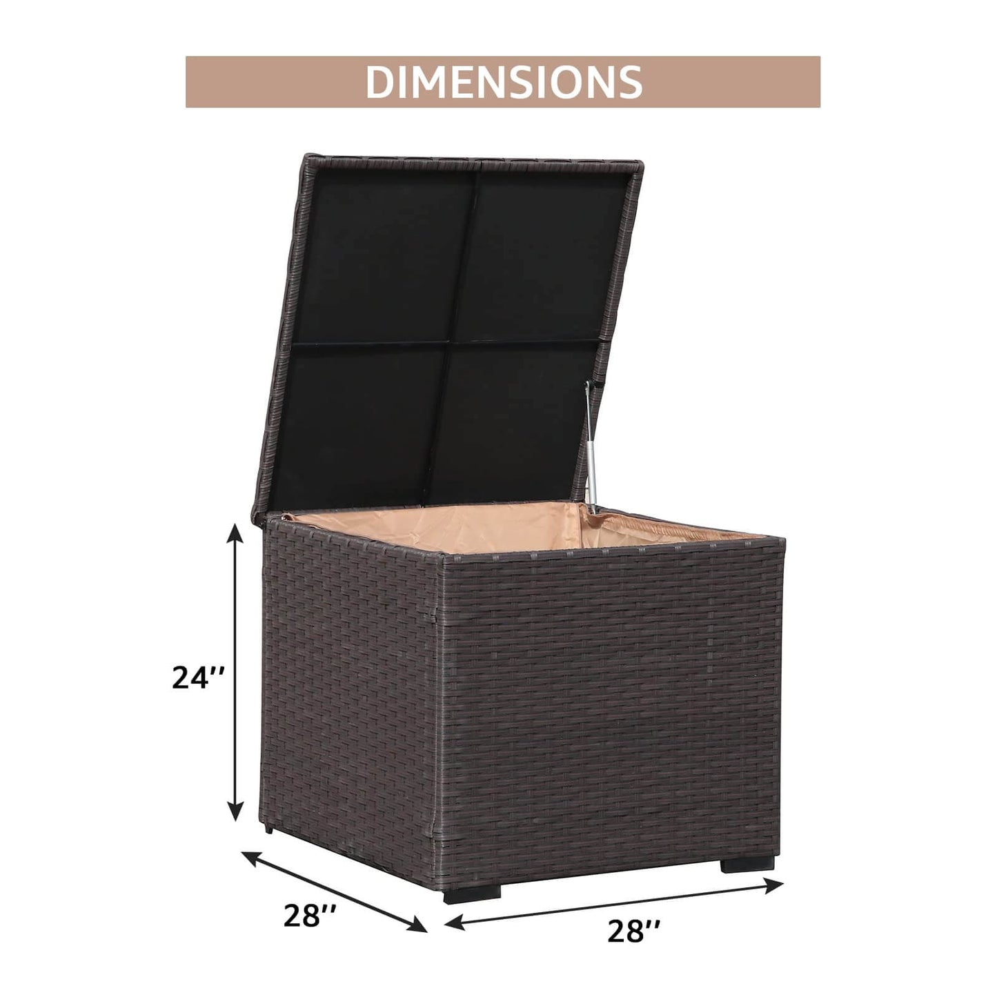 88 Gallon Waterproof Outdoor Storage Box Wicker Deck Box for Patio Furniture