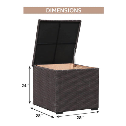 88 Gallon Waterproof Outdoor Storage Box Wicker Deck Box for Patio Furniture