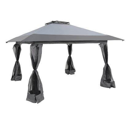 13’x13’ Pop Up Gazebo With Mosquito Netting Outdoor Canopy Tent Shade, Metal Frame