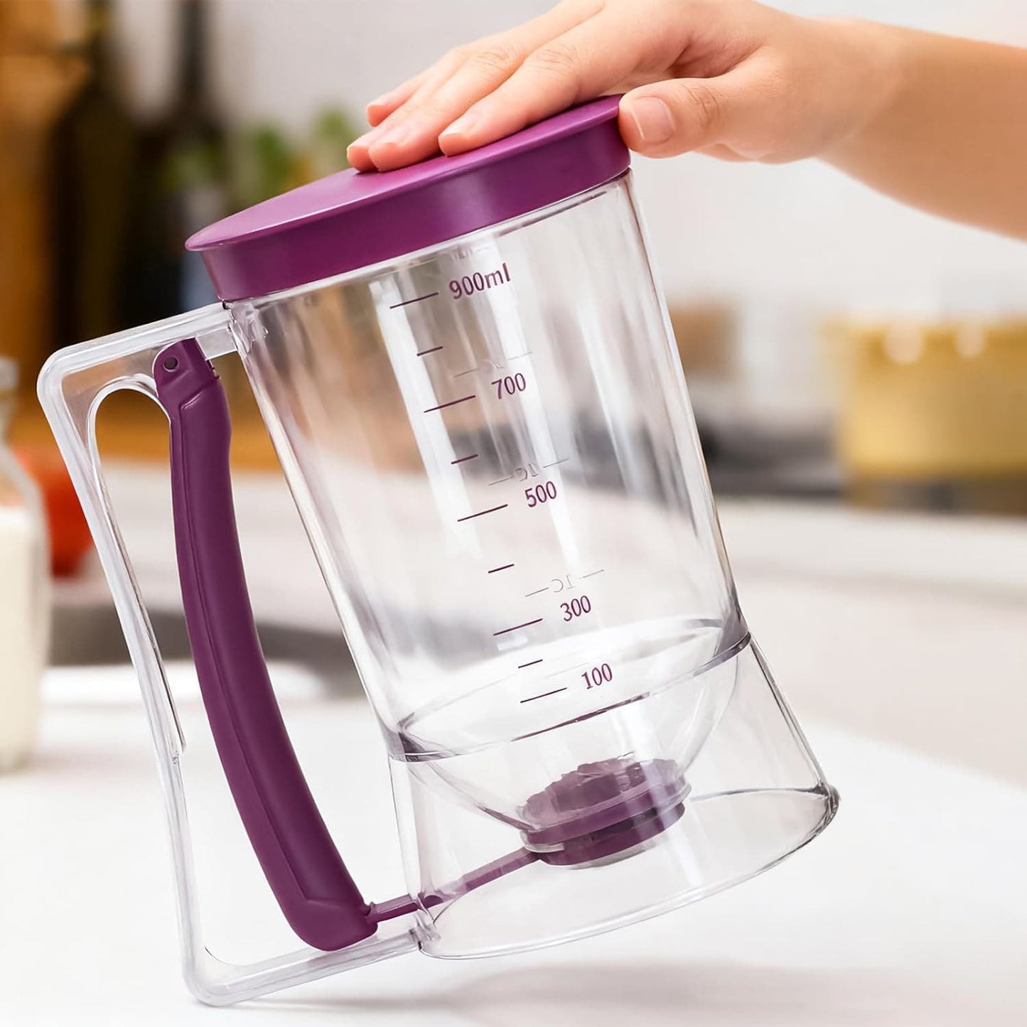 Pancake Batter Dispenser – 4-Cup No-Drip Dispenser with Handle