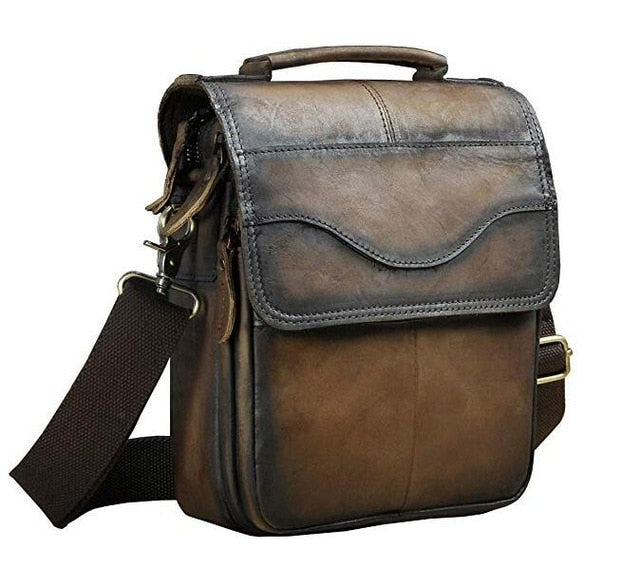 Quality Original Leather Male Casual Shoulder Messenger bag Cowhide Fashion Cross-body Bag 8" Pad Tote Mochila Satchel bag 144