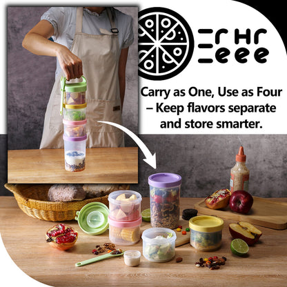 Formula Container To Go – 4 Stackable Twist-Lock Dispensers