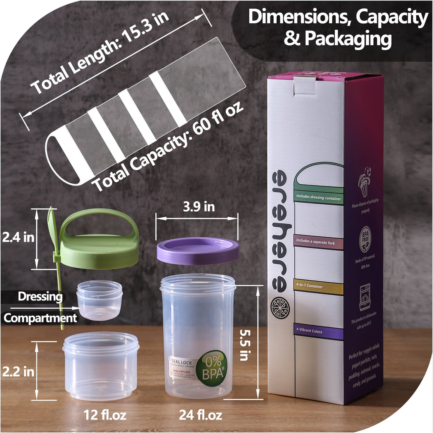 Formula Container To Go – 4 Stackable Twist-Lock Dispensers
