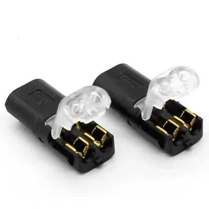 Double plug connector with locking latch